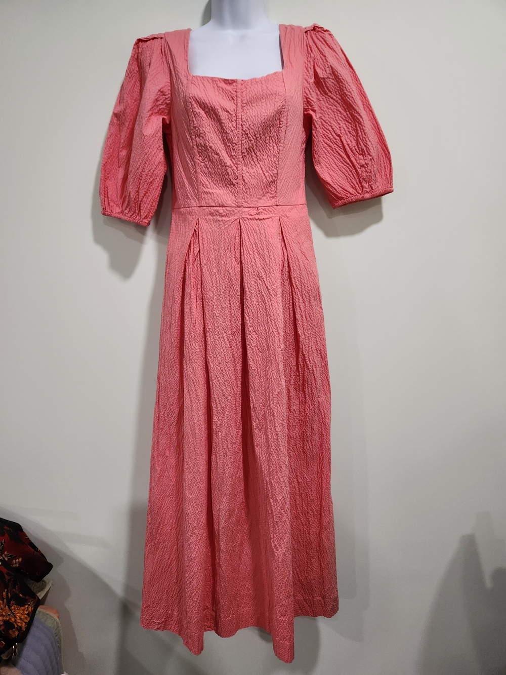a new day Coral Pink Square-Neck Maxi Dress with Puff Sleeves